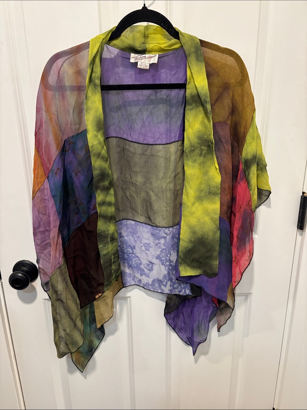 Sterling Styles Sheer Patchwork Kimono Cardigan Boho Festival Cover Up - Picture 2 of 8